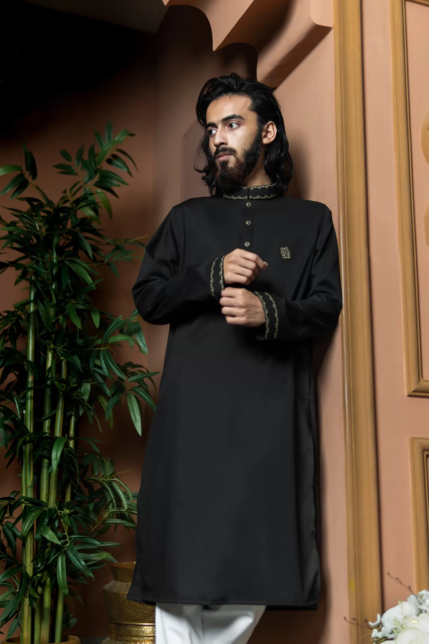 Horsemen Panjabi-Wrinkle free cotton Punjabi Black image 4