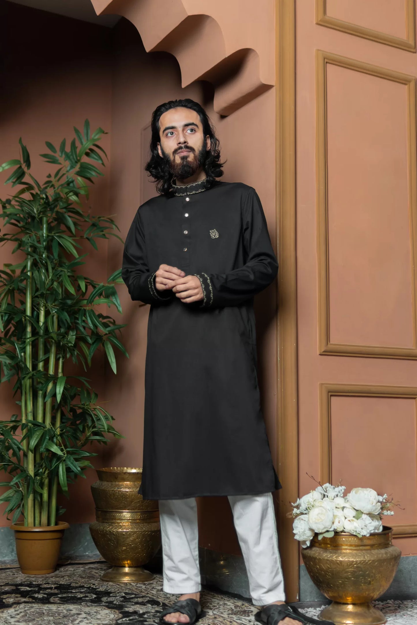 Horsemen Panjabi-Wrinkle free cotton Punjabi Black image 6
