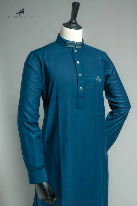 Horsemen Panjabi-Ultra-light Harness Suiting Fabric - Aegan Blue image 0